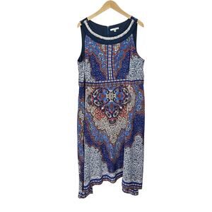 Bohemian Maxi Dress Sleeveless Floral Multicolor Blue Grecian 18W Studio One‎